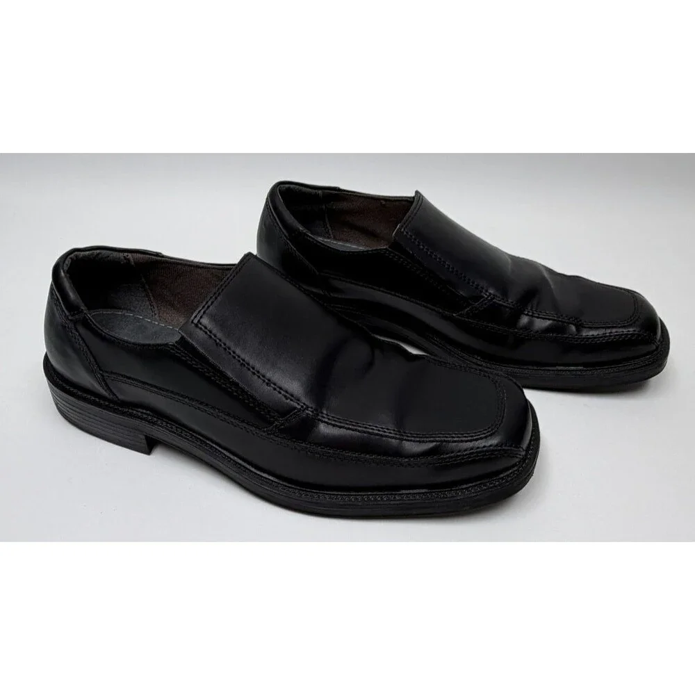Jarman Metropolis Men's 10.5 Black Slip On Dress Shoes Square Toe Loafers